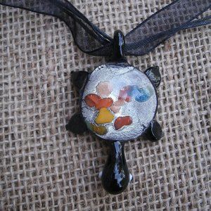 Murano Glass Sea Turtle Pendant Necklace